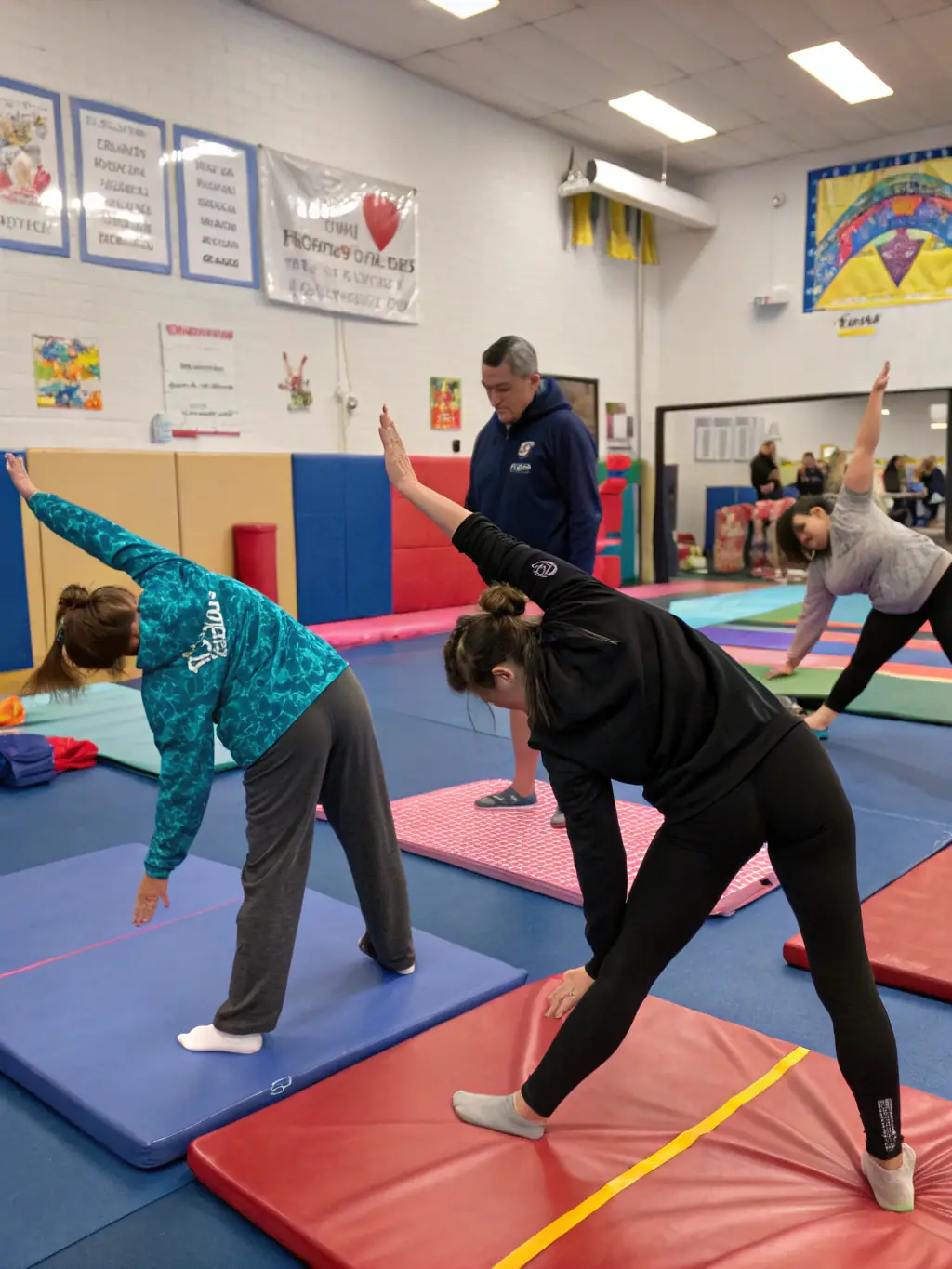 A focused image of participants in a fitness class at UNION SPORTIVE LIGNANAISE, demonstrating various exercises and promoting health and wellness.