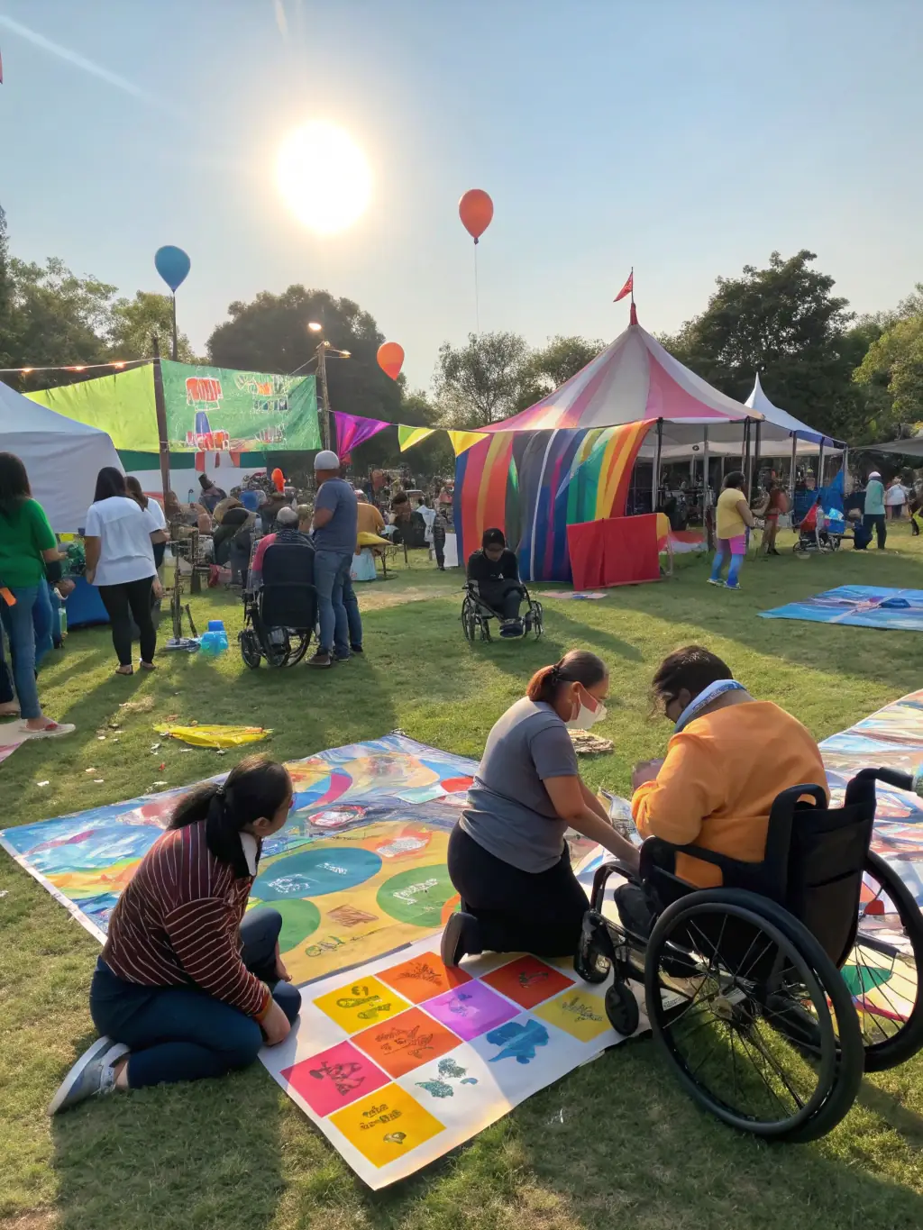 A photograph of a group of people with disabilities participating in a community outing, promoting social inclusion and integration.